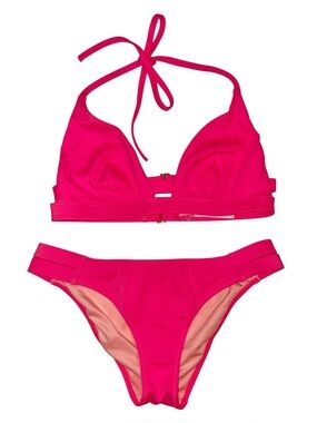 Victoria’s Secret Hot Pink Strappy Halter Bikini Set